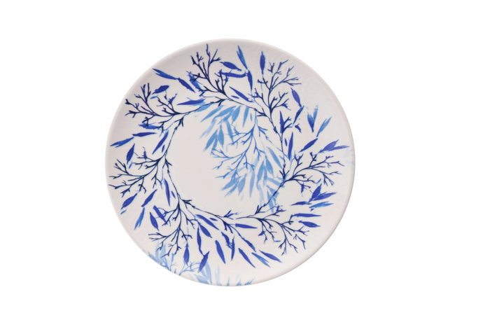 Hermia Set de 6 Platos de Servicio de Cerámica en Azul, Blanco y Aqua, 25.5 x 25.5 x 2.5 Pulgadas